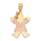 AA Diamond Kid Charm Pendant in Real 14k Multi-Tone Gold