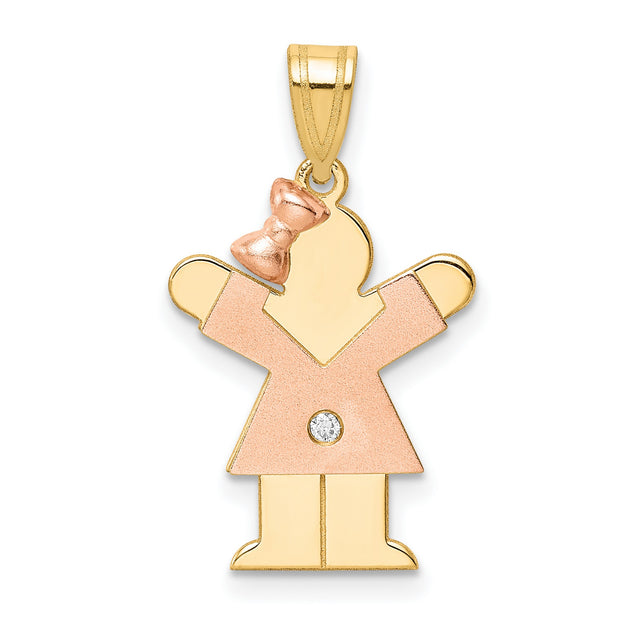 A Diamond Kid Charm Pendant in Real 14k Multi-Tone Gold