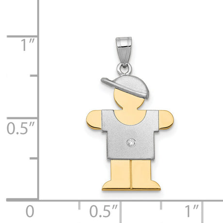 AAA Diamond Kid Charm Pendant in Real 14k Multi-Tone Gold