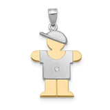 A Diamond Kid Charm Pendant in Real 14k Multi-Tone Gold