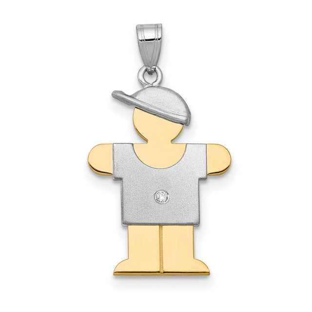 A Diamond Kid Charm Pendant in Real 14k Multi-Tone Gold
