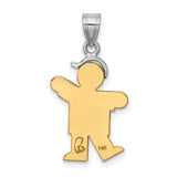 AAA Diamond Kid Charm Pendant in Real 14k Multi-Tone Gold