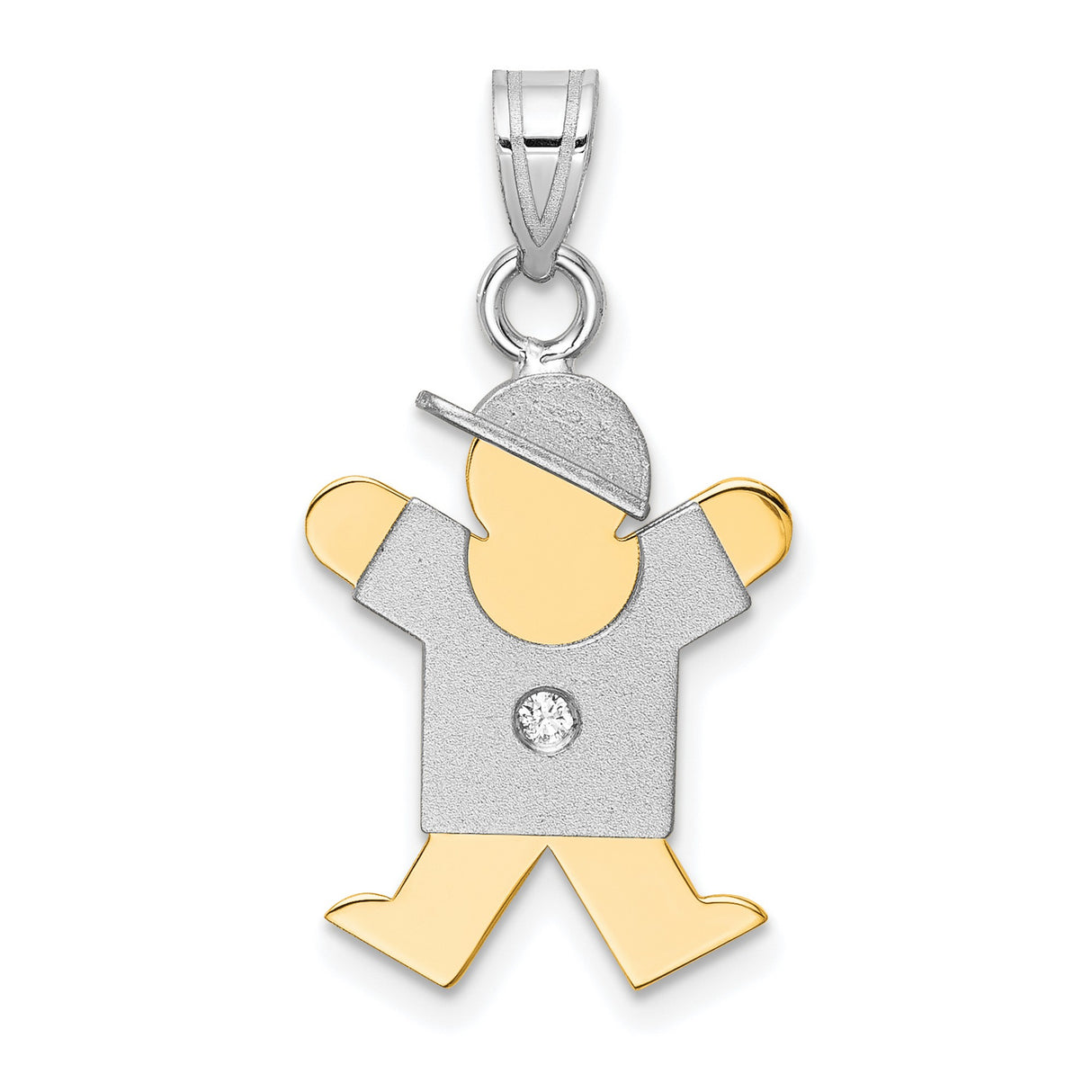 A Diamond Kid Charm Pendant in Real 14k Multi-Tone Gold