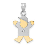 A Diamond Kid Charm Pendant in Real 14k Multi-Tone Gold