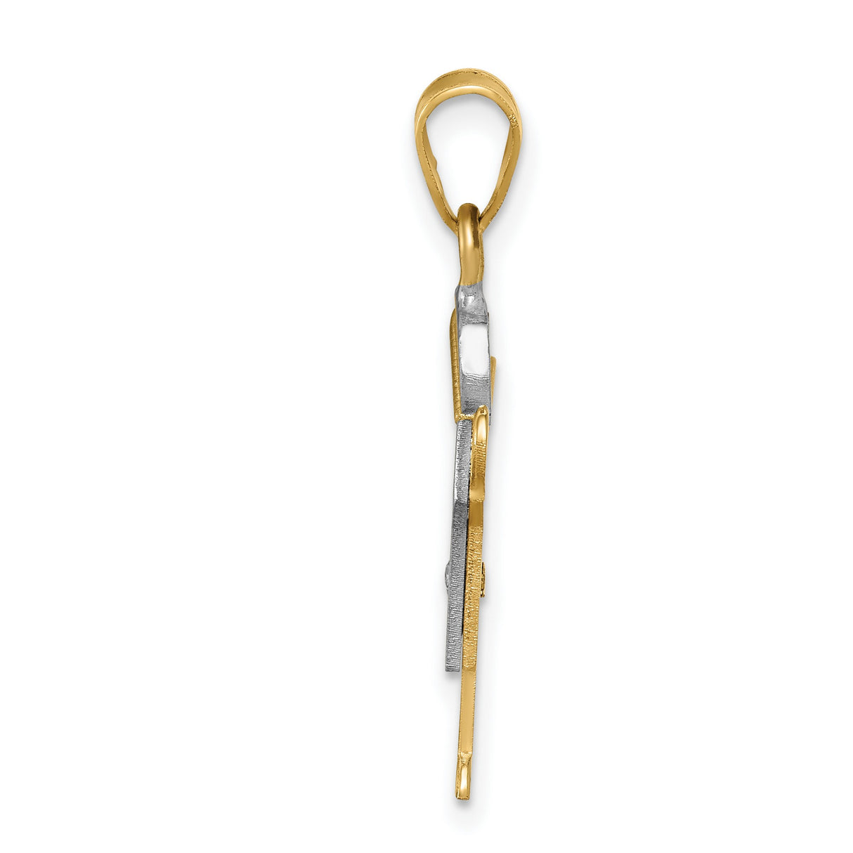 14k Two-Tone Gold Boy Pendant with Diamond Accent, Textured Cap and Shirt Design