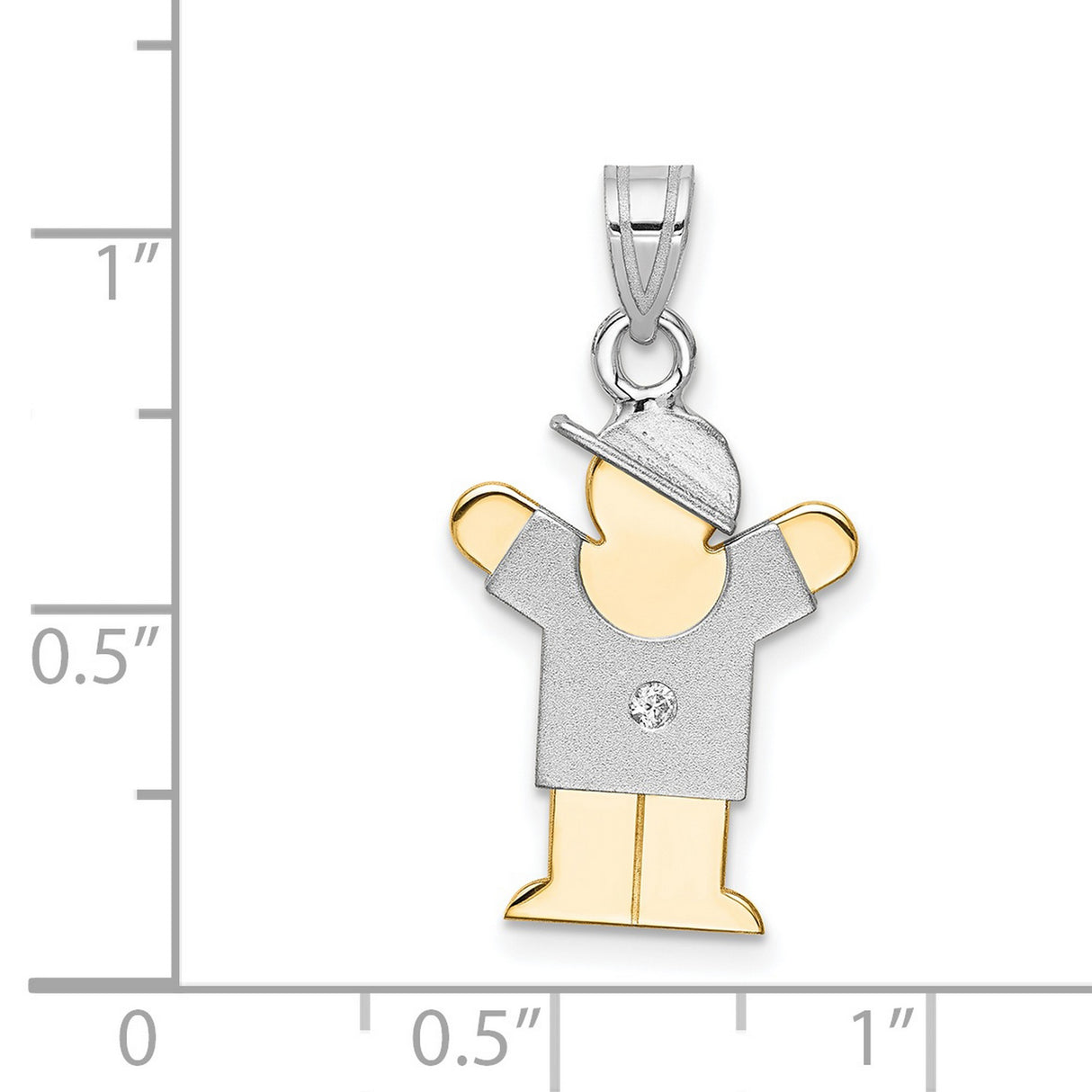 AAA Diamond Kid Charm Pendant in Real 14k Multi-Tone Gold