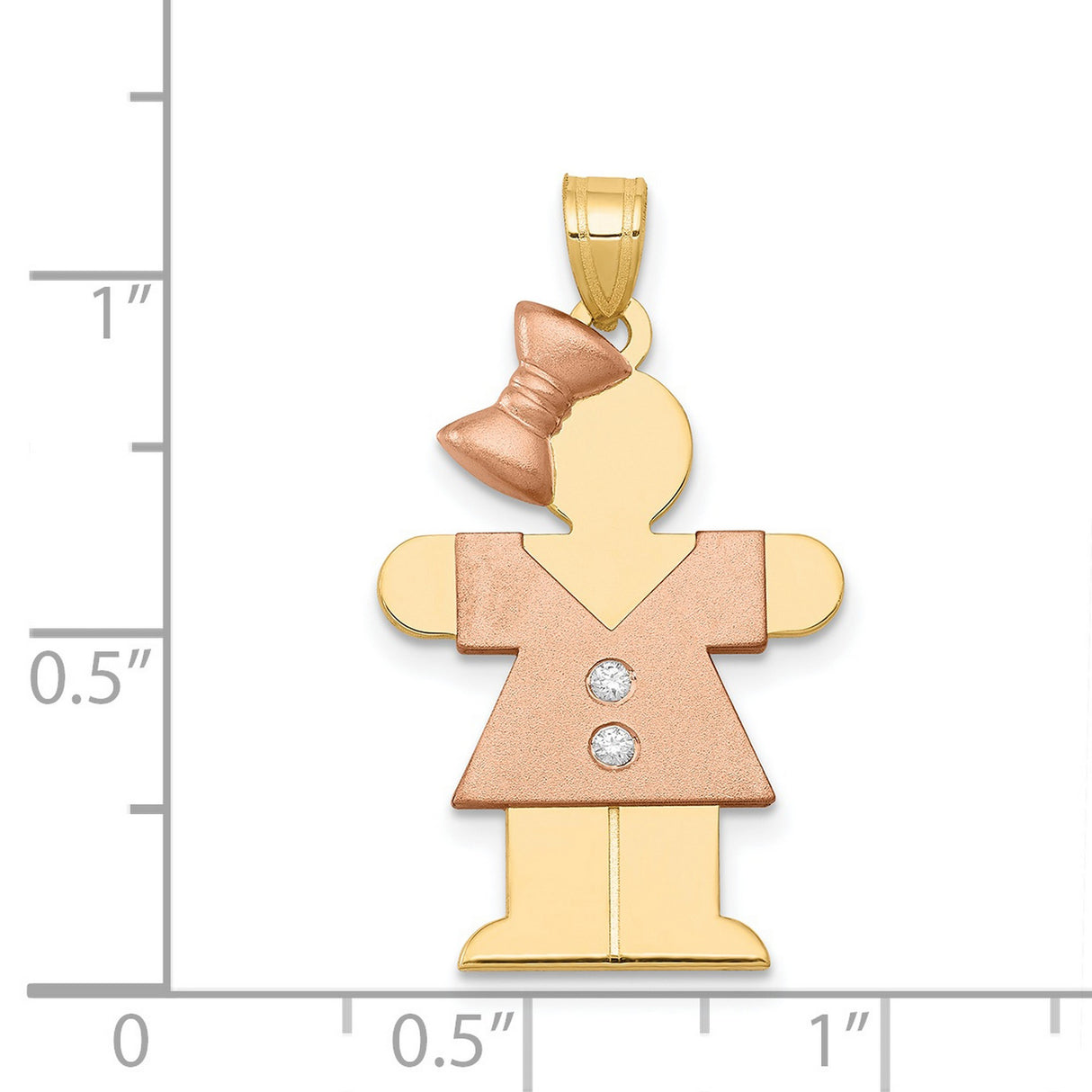 AAA Diamond Kid Charm Pendant in Real 14k Multi-Tone Gold
