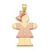 AA Diamond Kid Charm Pendant in Real 14k Multi-Tone Gold
