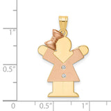 VS Diamond Kid Charm Pendant in Real 14k Multi-Tone Gold
