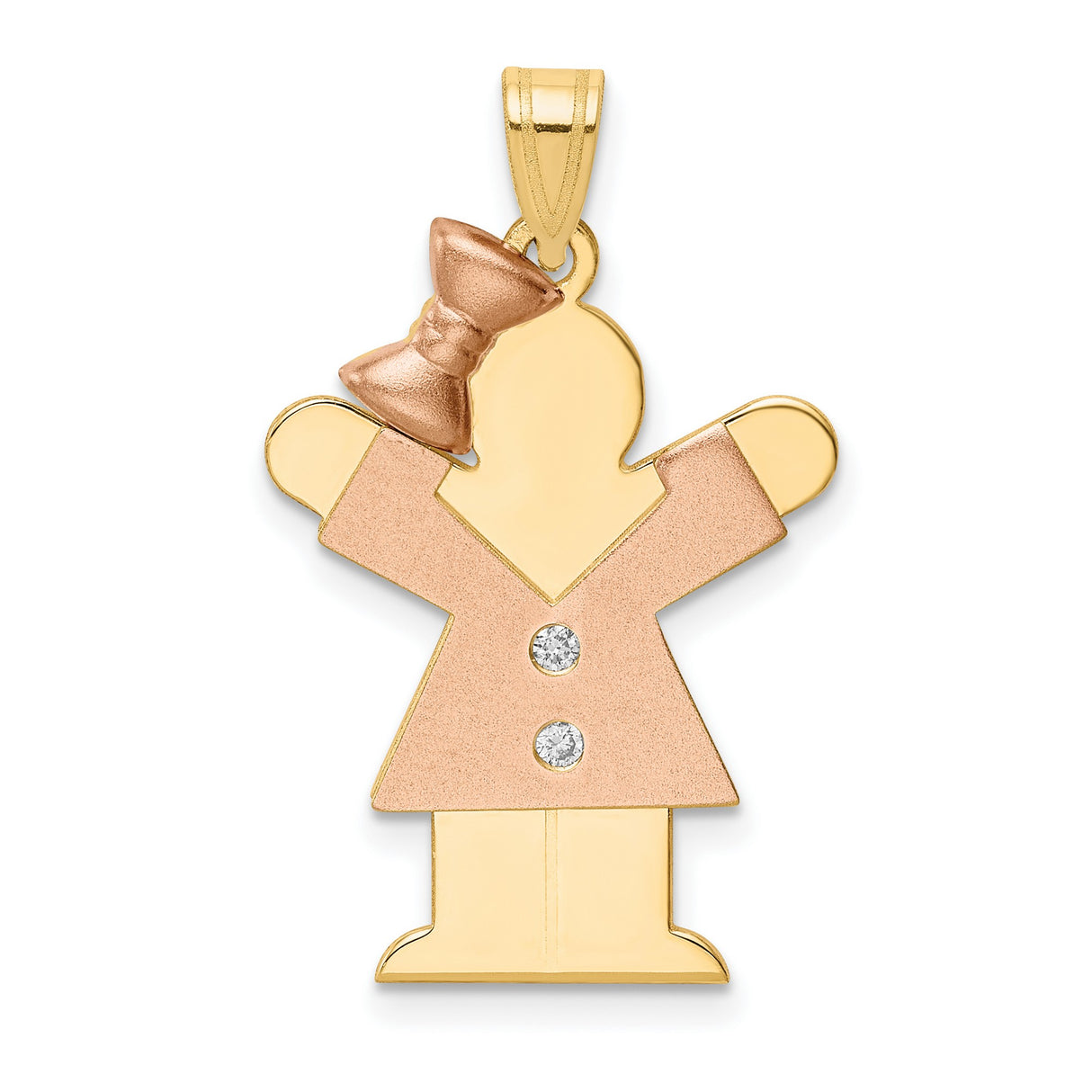AAA Diamond Kid Charm Pendant in Real 14k Multi-Tone Gold