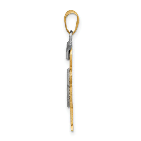 AAA Diamond Kid Charm Pendant in Real 14k Multi-Tone Gold