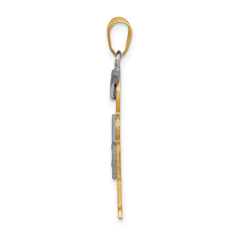 14k Two-Tone Gold Boy Pendant with Hat and Diamond Accents, Family Charm Jewelry