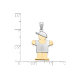 14k Two-Tone Gold Boy Pendant with Hat and Diamond Accents, Family Charm Jewelry