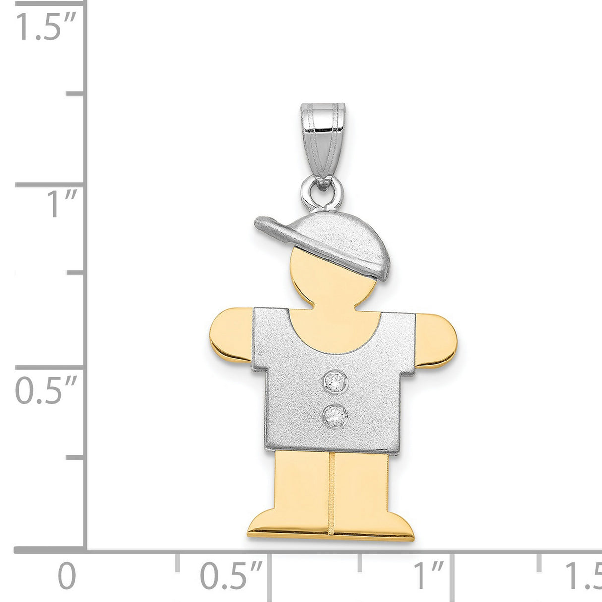 AA Diamond Kid Charm Pendant in Real 14k Multi-Tone Gold