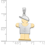 AAA Diamond Kid Charm Pendant in Real 14k Multi-Tone Gold