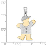 14k Two-Tone Gold Boy Pendant with Cap, Diamond Accents, Sentimental Mother Son Charm
