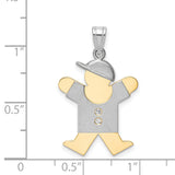 VS Diamond Kid Charm Pendant in Real 14k Multi-Tone Gold