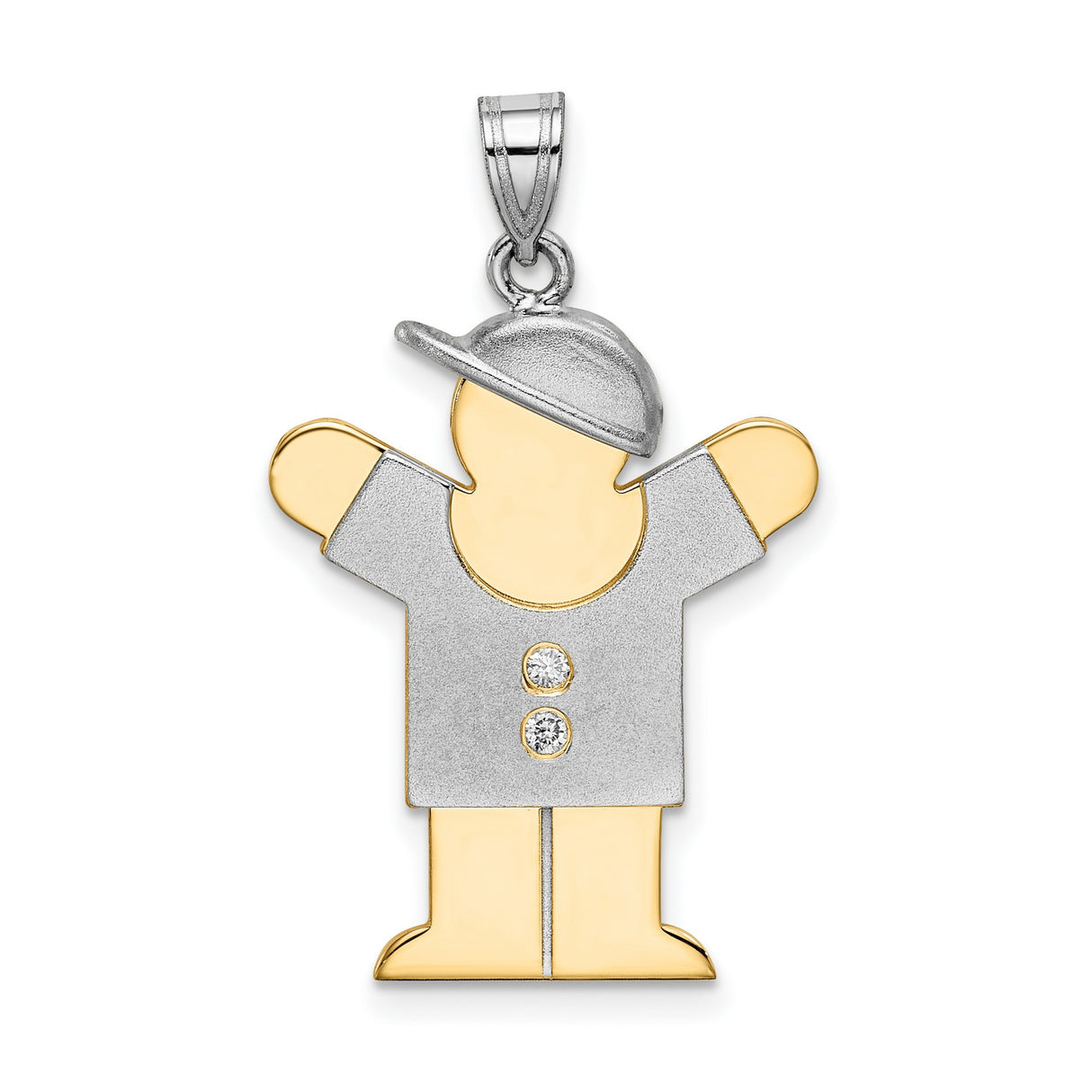 A Diamond Kid Charm Pendant in Real 14k Multi-Tone Gold