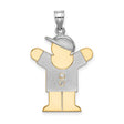 14k Two-Tone Gold Boy Pendant with Diamond Accents, Stylized Cap Silhouette Charm