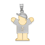14k Two-Tone Gold Boy Pendant with Diamond Accents, Stylized Cap Silhouette Charm