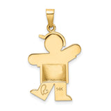 14k Yellow Gold Pendant, Stylized Boy in Baseball Cap and T-Shirt, Sentimental Family Charm