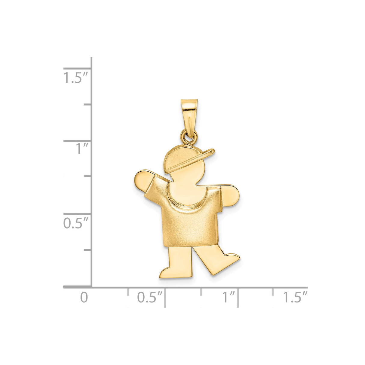14k Yellow Gold Pendant, Stylized Boy in Baseball Cap and T-Shirt, Sentimental Family Charm