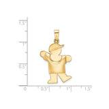 14k Yellow Gold Pendant, Stylized Boy in Baseball Cap and T-Shirt, Sentimental Family Charm