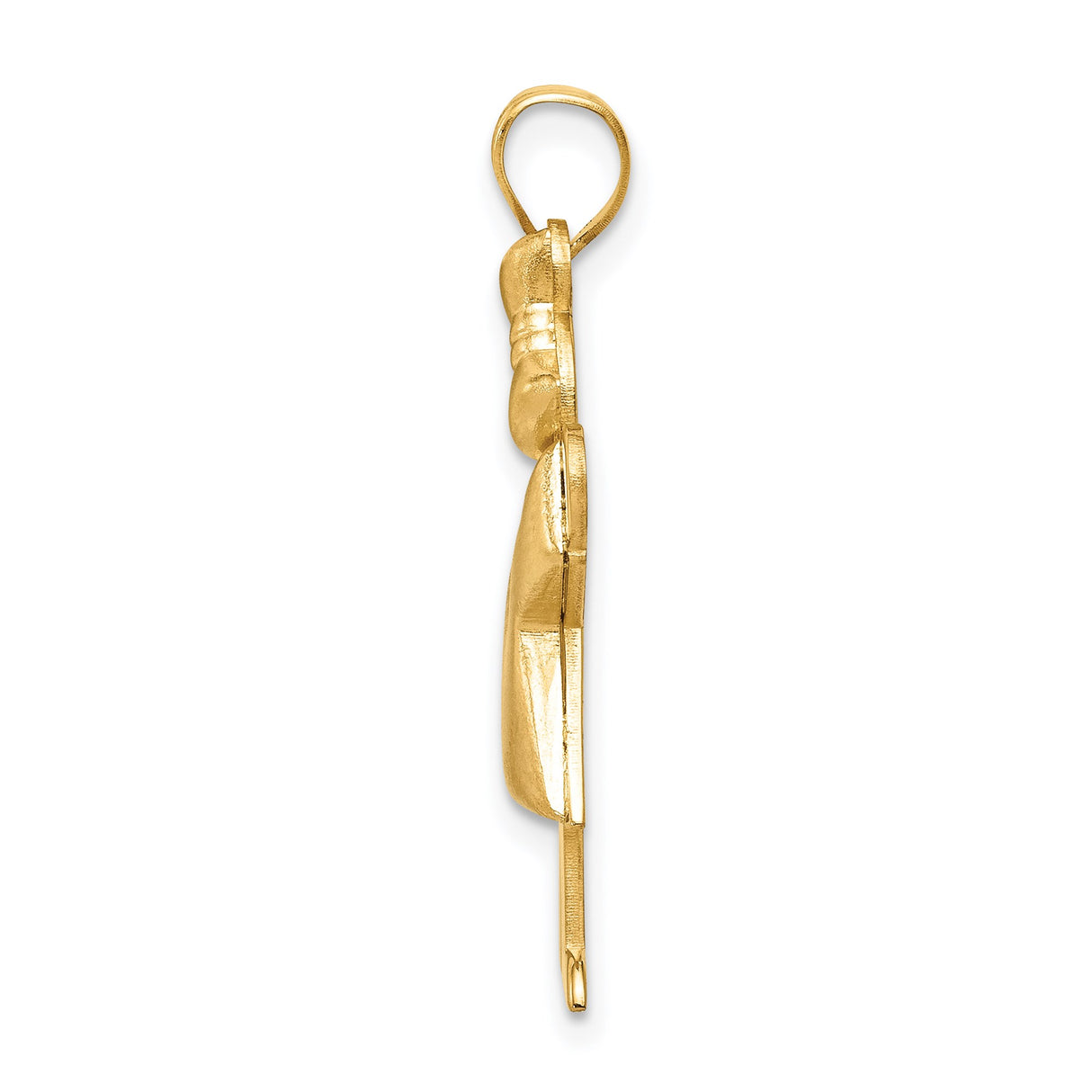 14k Yellow Gold Girl Pendant with Dress and Bow Detail, Family Keepsake Charm