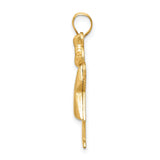 14k Yellow Gold Girl Pendant with Dress and Bow Detail, Family Keepsake Charm