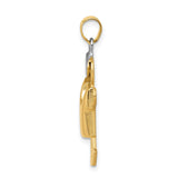 14k Two-Tone Gold Boy Pendant with Cap, Puffed Son Charm for Women or Moms