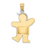 14k Two-Tone Gold Boy Pendant with Cap, Puffed Son Charm for Women or Moms