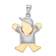 14k Two-Tone Gold Boy Pendant with Cap and Shirt, Sentimental Family Charm
