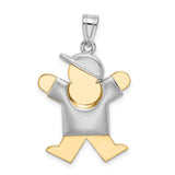 14k Two-Tone Gold Boy Pendant with Cap and Shirt, Sentimental Family Charm