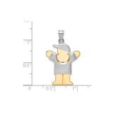 14k Two-Tone Gold Boy Pendant Charm with Cap, Stylized Family Design