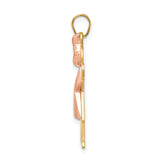 14k Two-Tone Gold Girl Pendant with Bow Detail, Polished Family Charm for Women