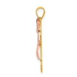 14k Two-Tone Gold Girl Pendant with Rose Gold Dress and Bow, Family Jewelry Charm
