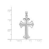 14k White Gold Fleur De Lis Cross Pendant, Ornate Religious Christian Charm