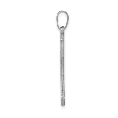 14k White Gold Cross Pendant with Beveled Edge and Brushed Finish, Gothic Christian Style