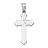 14k White Gold Cross Pendant with Beveled Edge and Brushed Finish, Gothic Christian Style