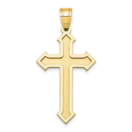 14k Yellow Gold Cross Pendant, Beveled Latin Cross with Polished Finish for Women or Unisex Wear