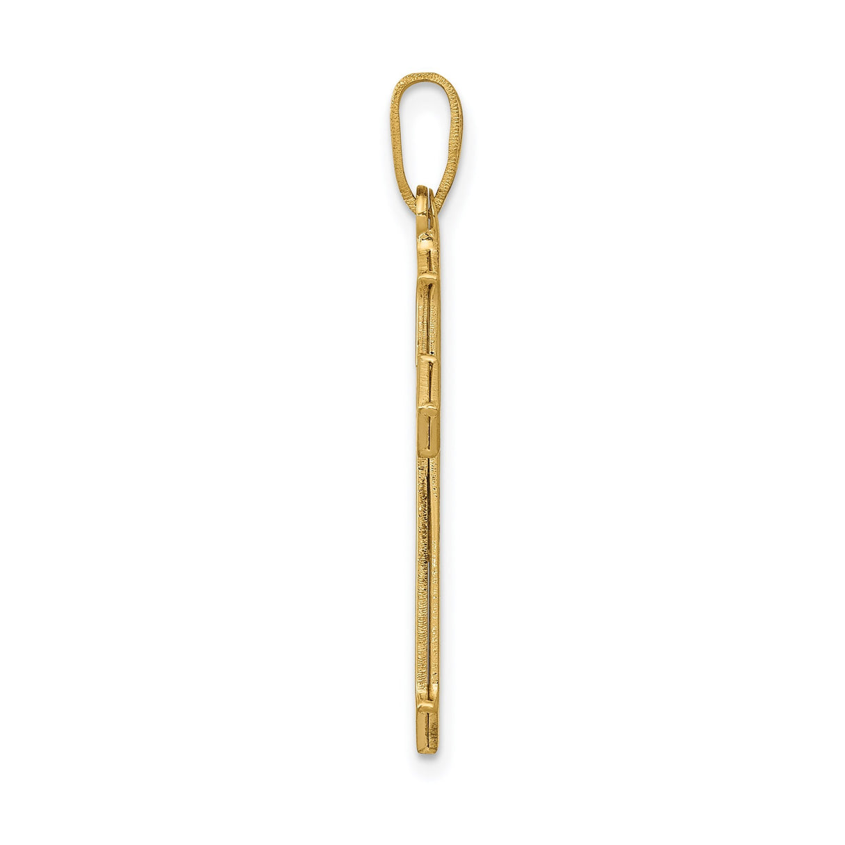 14k Yellow Gold Cross Pendant with Beveled Edges and Gothic Pointed Design