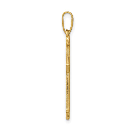 14k Yellow Gold Cross Pendant with Beveled Edges and Gothic Pointed Design