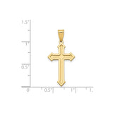 14k Yellow Gold Cross Pendant with Beveled Edges and Gothic Pointed Design