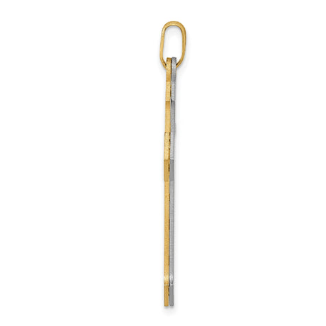 14k Two-Tone Gold Orthodox Cross Pendant, Polished White and Yellow Gold Religious Charm
