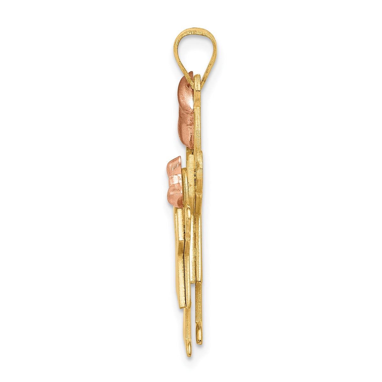 14k Two-Tone Gold Pendant with Stylized Girls and Rose Gold Bows, Motherhood Charm