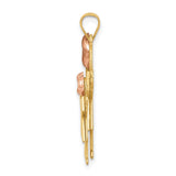 14k Two-Tone Gold Pendant with Stylized Girls and Rose Gold Bows, Motherhood Charm
