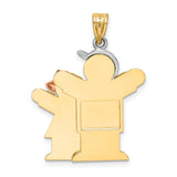 14k Tri Color Gold Boy and Girl Pendant with White Gold Cap and Rose Gold Bow