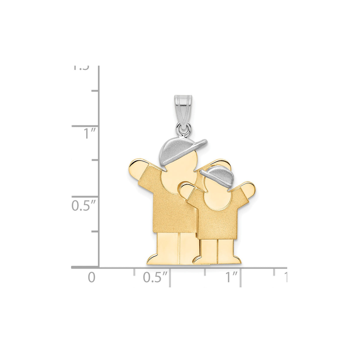14k Two-Tone Gold Pendant, Stylized Figures in Caps, Family Connection and Motherhood Theme