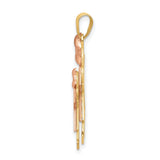 Big Girl and Little Girl Engravable Charm Pendant in Real 14k Multi-Tone Gold