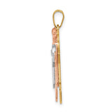 14k Tri Color Gold Family Pendant with Rose Gold Girl and White Gold Boy, Motherhood Charm